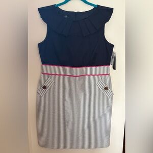 Stylish Navy and White Striped Midi Dress